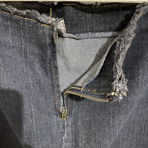 CLIO WOMEN’s FRINGE DENIM w/ SIDE SLITS & FRAYED HEM COTTON COWGIRL SKIRT Size-8 - Picture 5 of 6